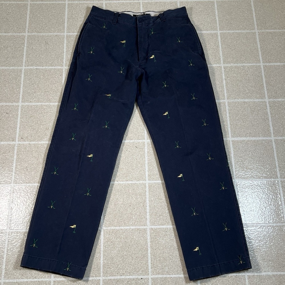 J Crew Pants Mens 30 L29 Broken In Chino Navy Embroidered Golf Hole Mid Rise